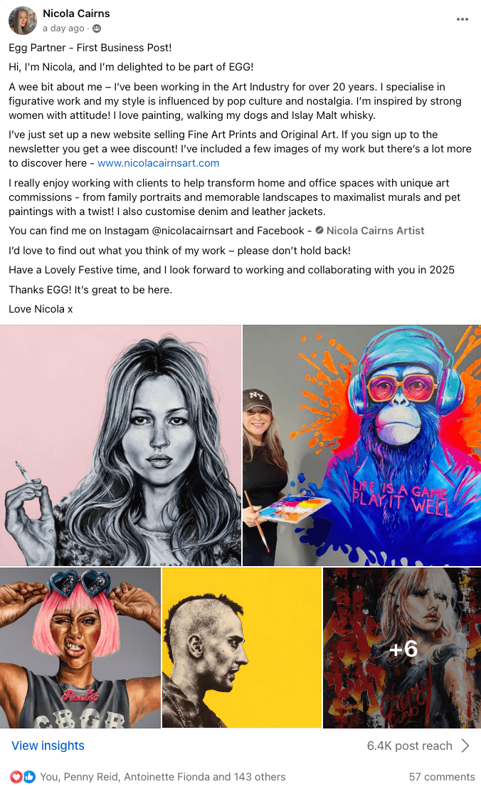 Facebook business post