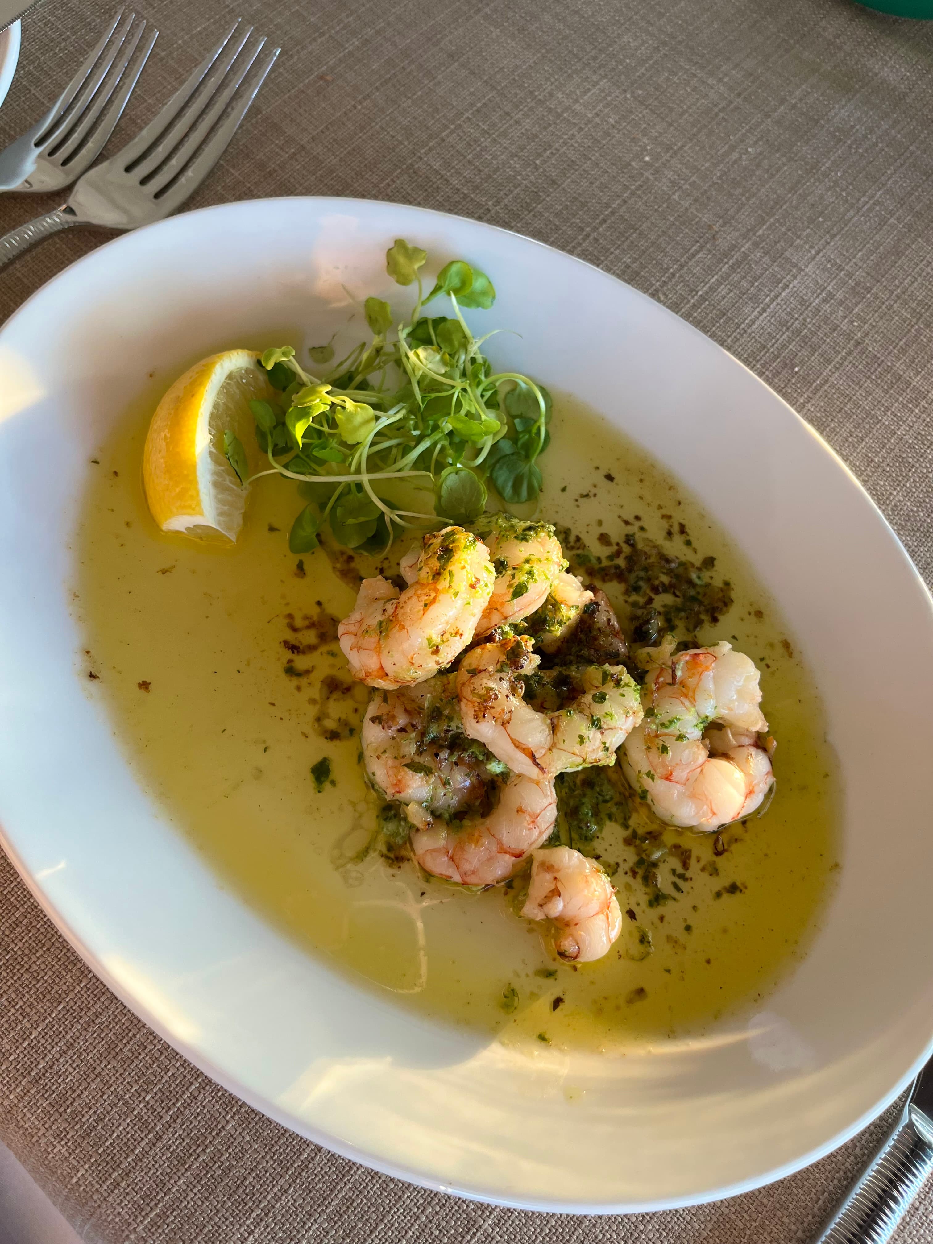 garlic prawn dish at The Fairmont